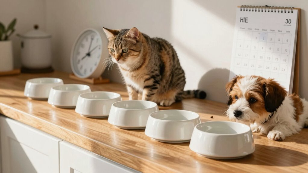 consistent scheduled pet feeding