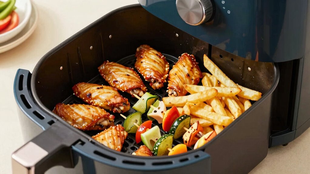 evenly spaced multi ingredient cooking