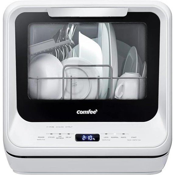 portable countertop dishwasher with six programs