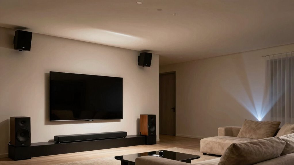 upfiring speakers create overhead illusion